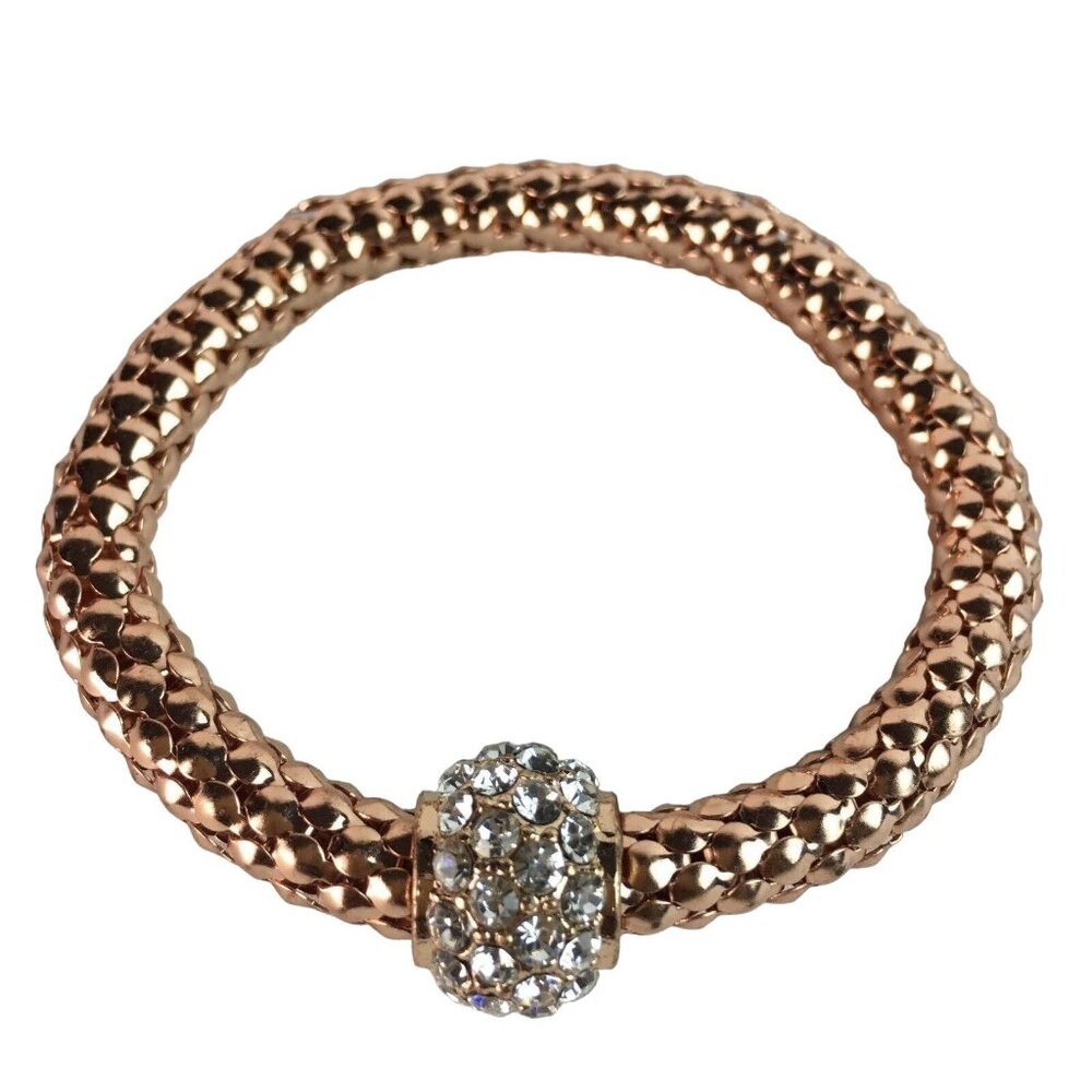 Herringbone Strectch Bracelet Luxury Rose Gold Faux Crystal u
